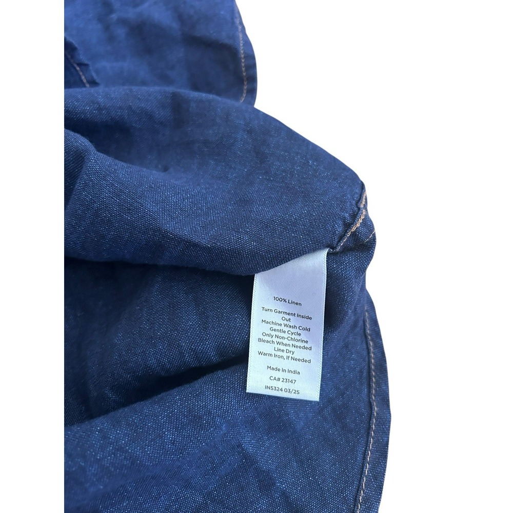 Haven Well Within Shirt Womens M Blue 100% Linen Top Beach - Picture 7 of 8